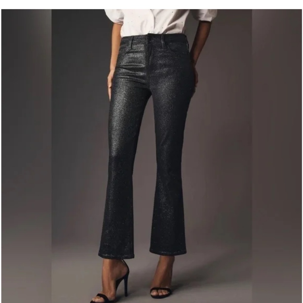 NWT Paige Claudine High-rise Crop Flare Glitter Jeans